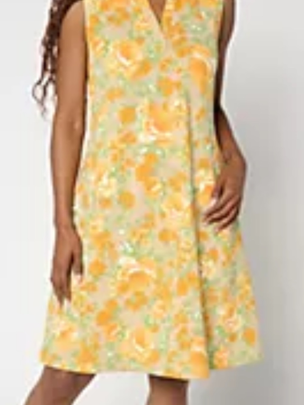 Isaac Mizrahi Live! Regular Printed Texture Knit Shift Dress Yellow Bloom Large